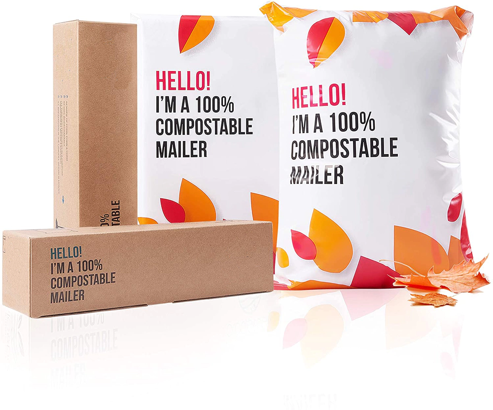 Eco-Friendly Trendy Classy Stretchable WeatherproofCompostable Biodegradable Mailers Sustainable Packaging Envelope PLA mailer