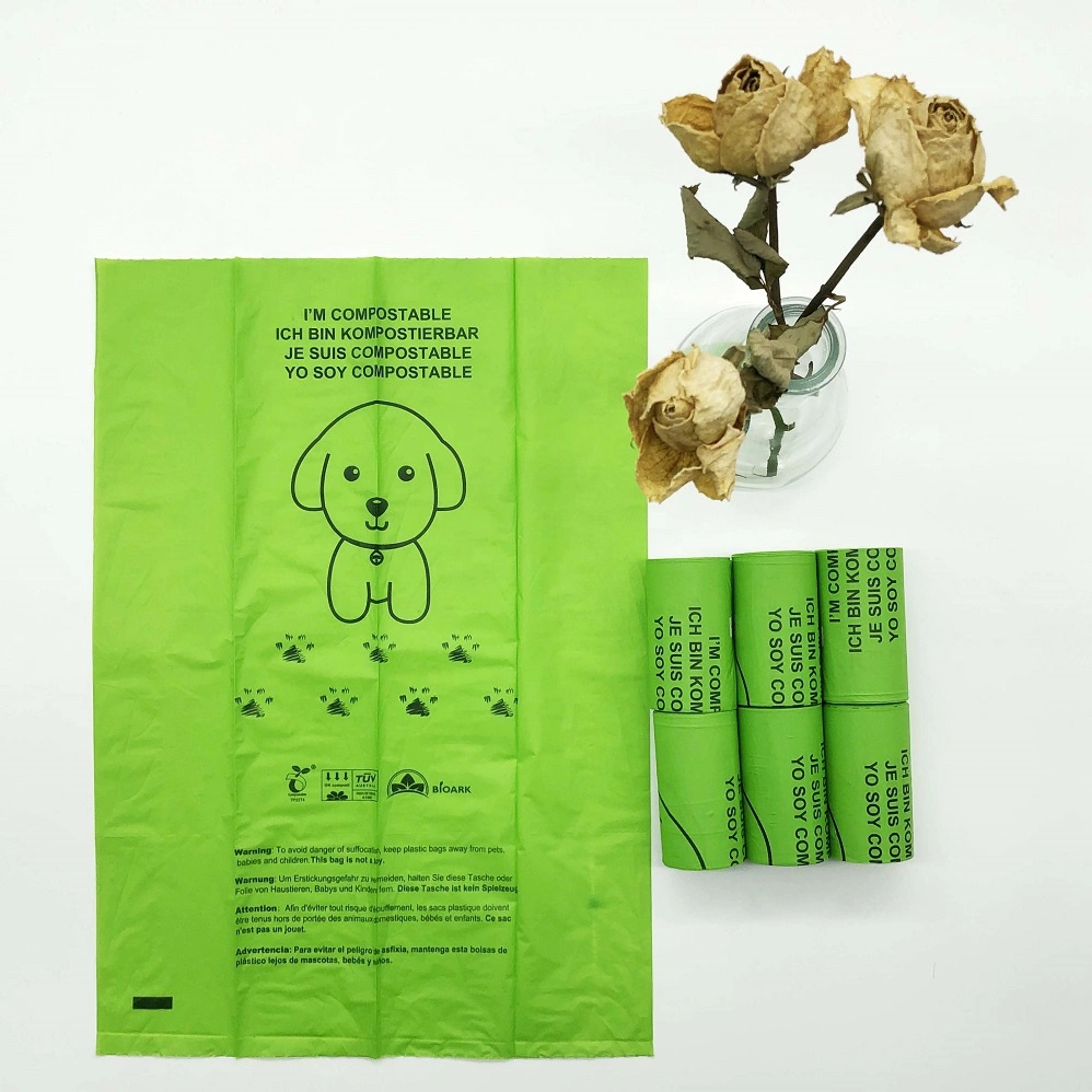 PLA Dog Biodegradable Poop Bag Printed Customized Custom OEM Logo Compostable Dog Poop Bag