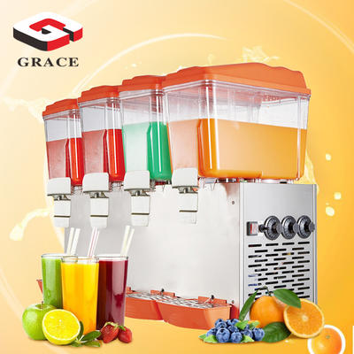 Stainless Steel Fruit Juice Dispenser 4 Tanks Equipped with Thermostat Controller for Restaurant Party