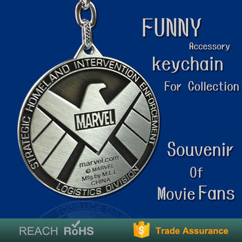 Factory Supply Antique collection marvel toys select marvel keychain round customizable chain