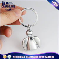 Promotion custom logo design zinc alloy 3D design angel shape metal keychain