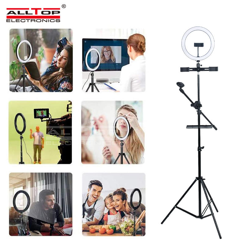 ALLTOP Photography with Phone Holder Tripod Stand for Makeup Youtube Tiktok Dimmable LED Selfie Ring Light