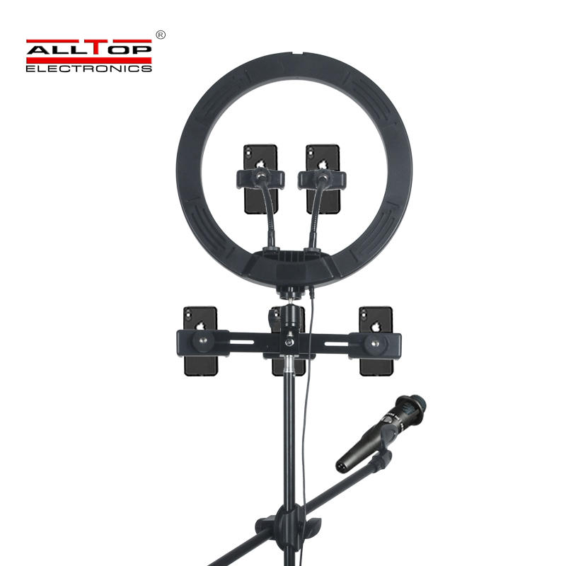 ALLTOP Camera Dimmable USB for Youtube Video Light Smartphone with Tripod Stand Microphone Led Ring Light