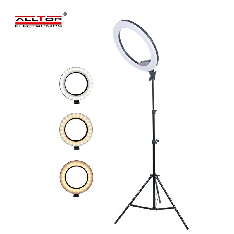 ALLTOP Photography with Phone Holder Tripod Stand for Makeup Youtube Tiktok Dimmable LED Selfie Ring Light