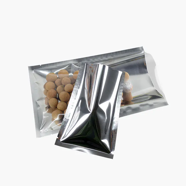 Plain three sided sealing aluminum foil bag with clear front
