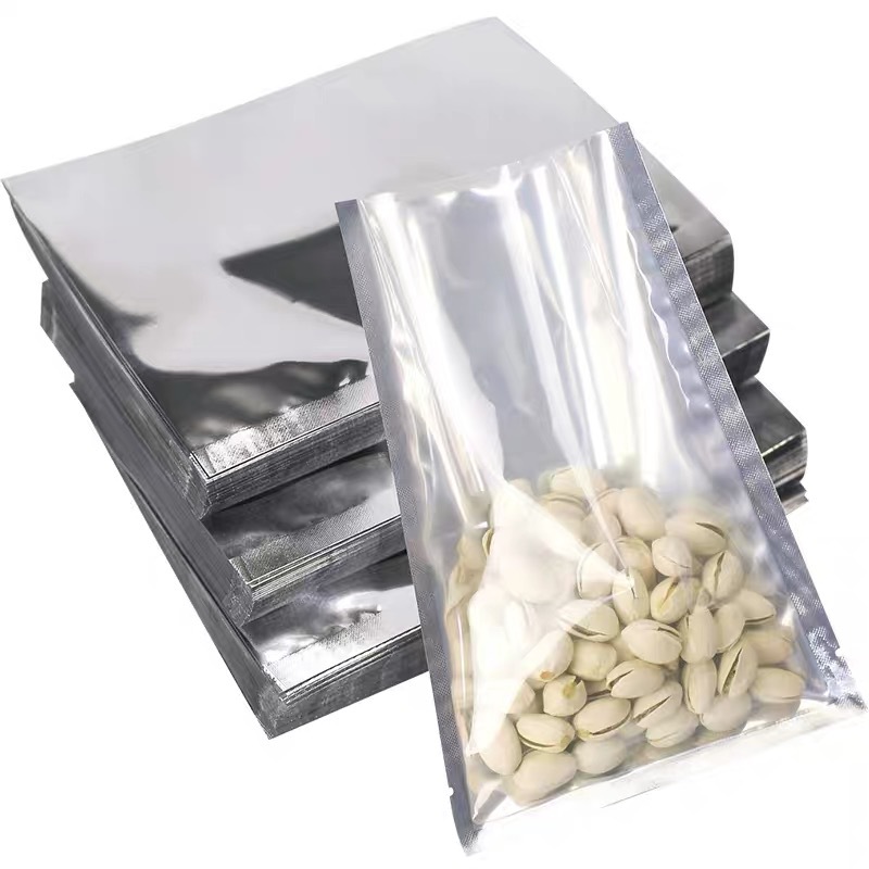 Silvery Aluminium Foil Pouches Front Clear Mylar Heat Seal Cookie Candy Sachet Coffee Bag
