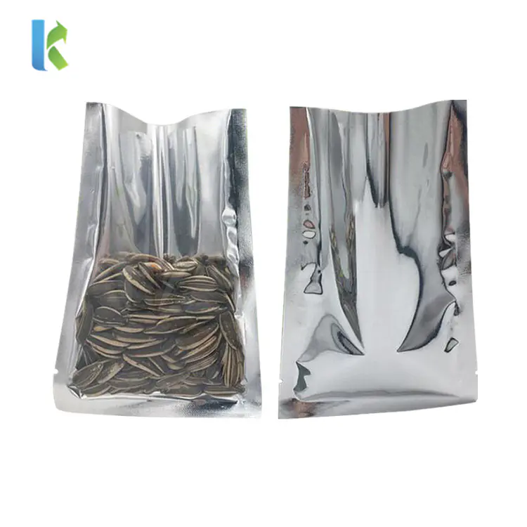 Open Top Front Clear Back Silver Aluminum Mylar Foil Bag For Vacuum Seal Long Term Food Storage Coffee Tea Candy Packaging
