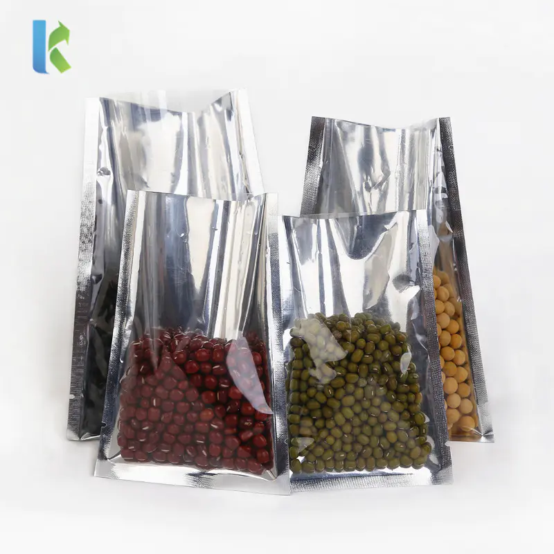 Heat Seal Flat 3 Sides Sealed Mylar Open Top Packaging Bags Food Storage Pouch SilveryAluminum Foil Vacuum Bag