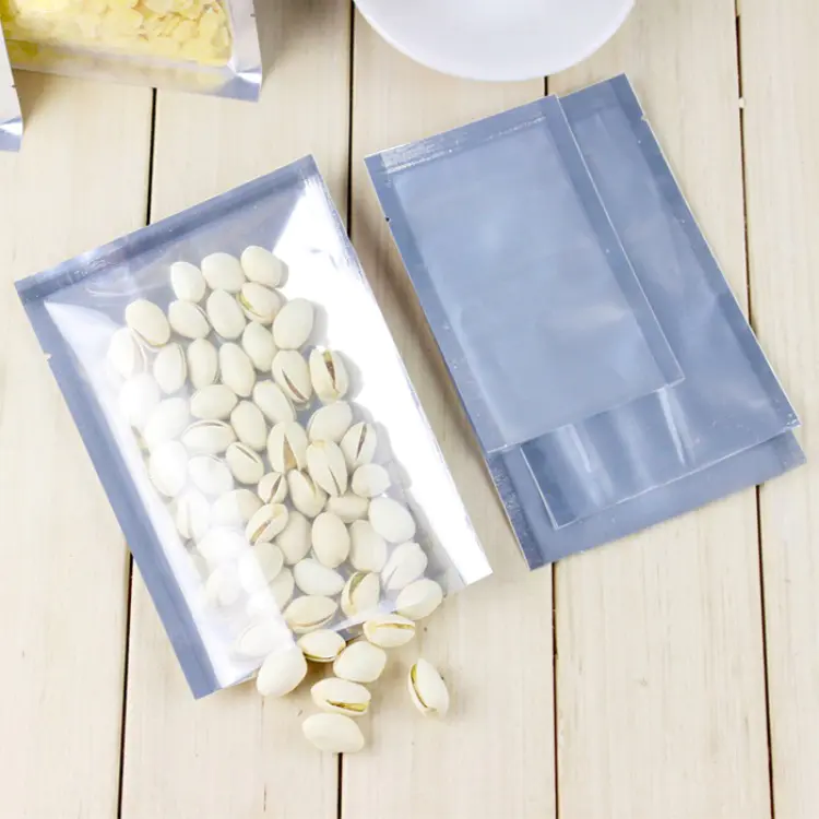 Heat Seal Packaging Bags Clear Silver Waterproof Aluminium Foil Food Storage Transparent Mylar Vacuum Bag