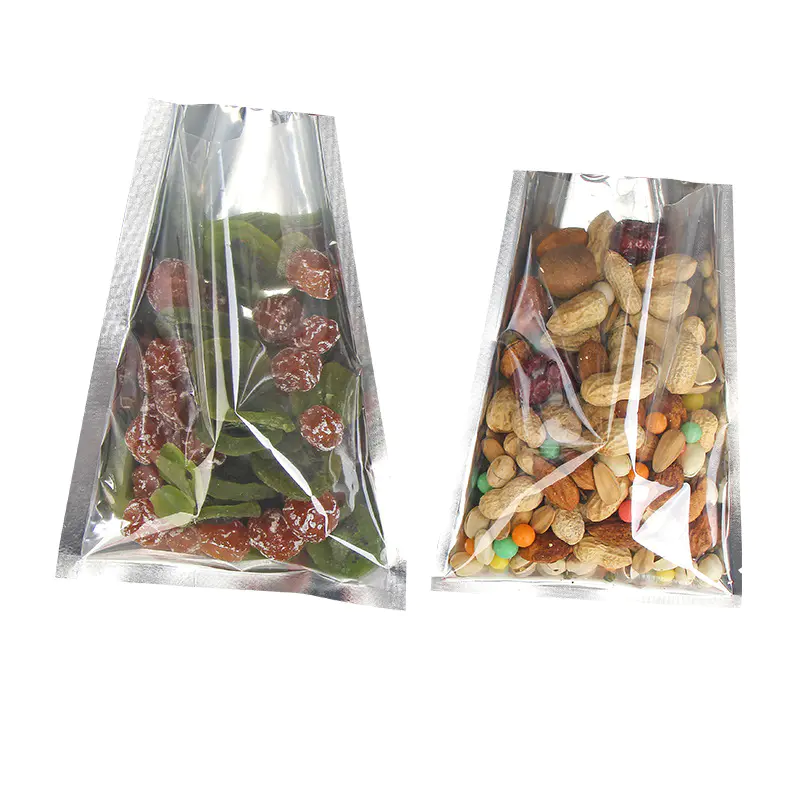 Open Top Silver Aluminum Foil Clear Plastic Packaging Bags Heat Seal Vacuum Pouch Bag Food Storage Pack Mylar Bags