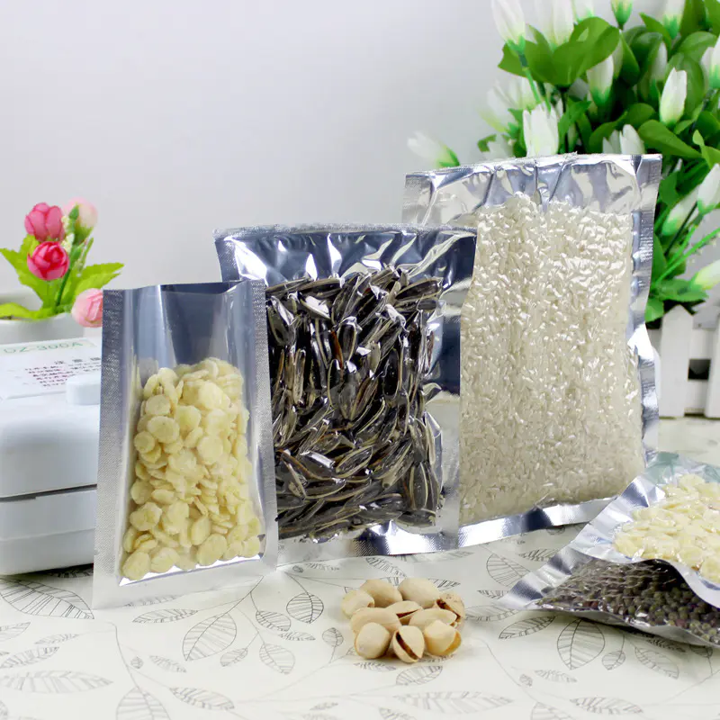 Clear Silver Waterproof Aluminium Foil Packaging Bags Food Storage Transparent Mylar Vacuum Plastic Pastry Coffee Bag