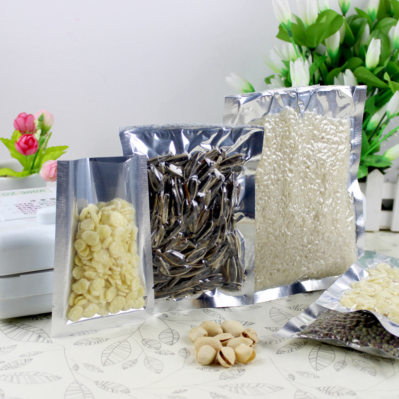 Long Shape Pure Aluminum Bag Silver Mylar Heat Sealed Vacuum Food Grade Storage 