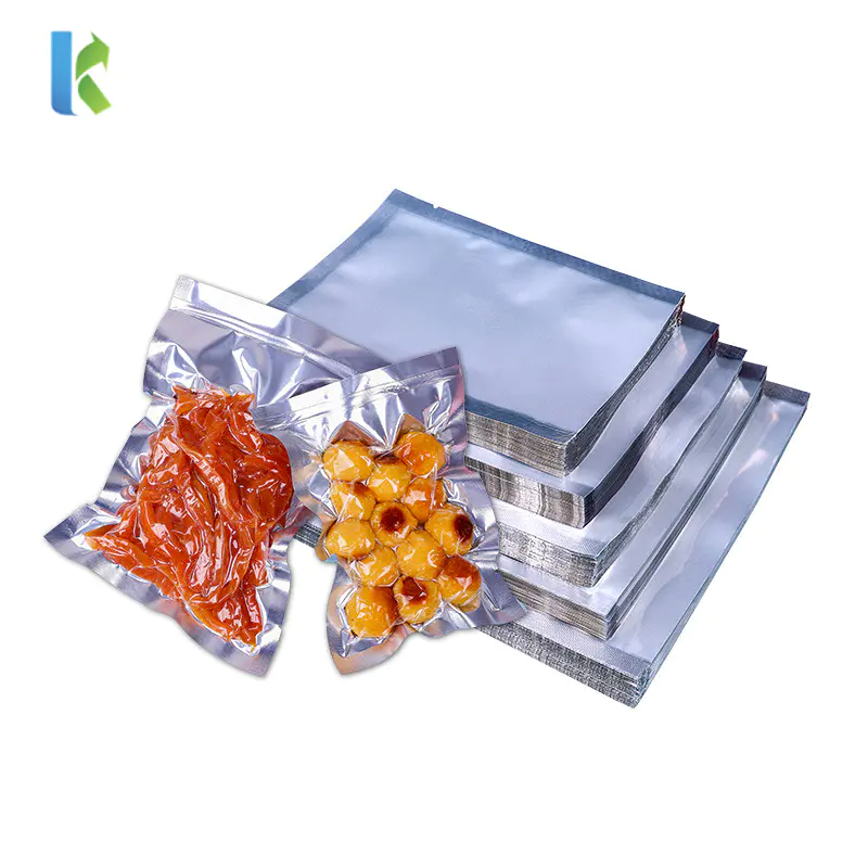 Open Top Clear Silver Aluminum Mylar Foil Lay Flat Bags For Commercial Food Retail Food Storage General Product Packaging