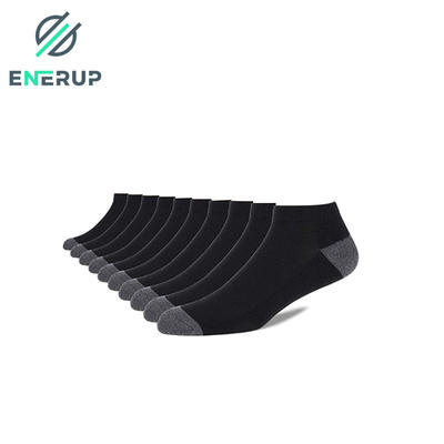 Enerup Cushion Breathable Casual Custom Black Cotton Women Mens Crew Ankle Socks