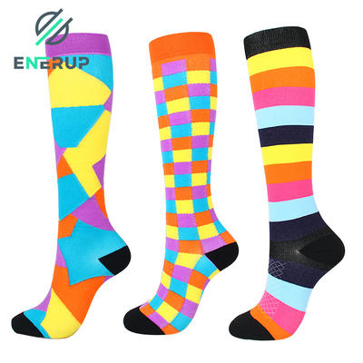 Enerup Professional White Athletic Over The Calf Compressive Soccer Decompression Leggings Crew Knee-High Socks Own Custom