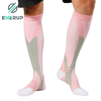 Enerup High Quality Custom Hypoallergenic Foot Sock Graduated Manufacturer Compression Design Sport Socks 20-30mmhg Slip Toe