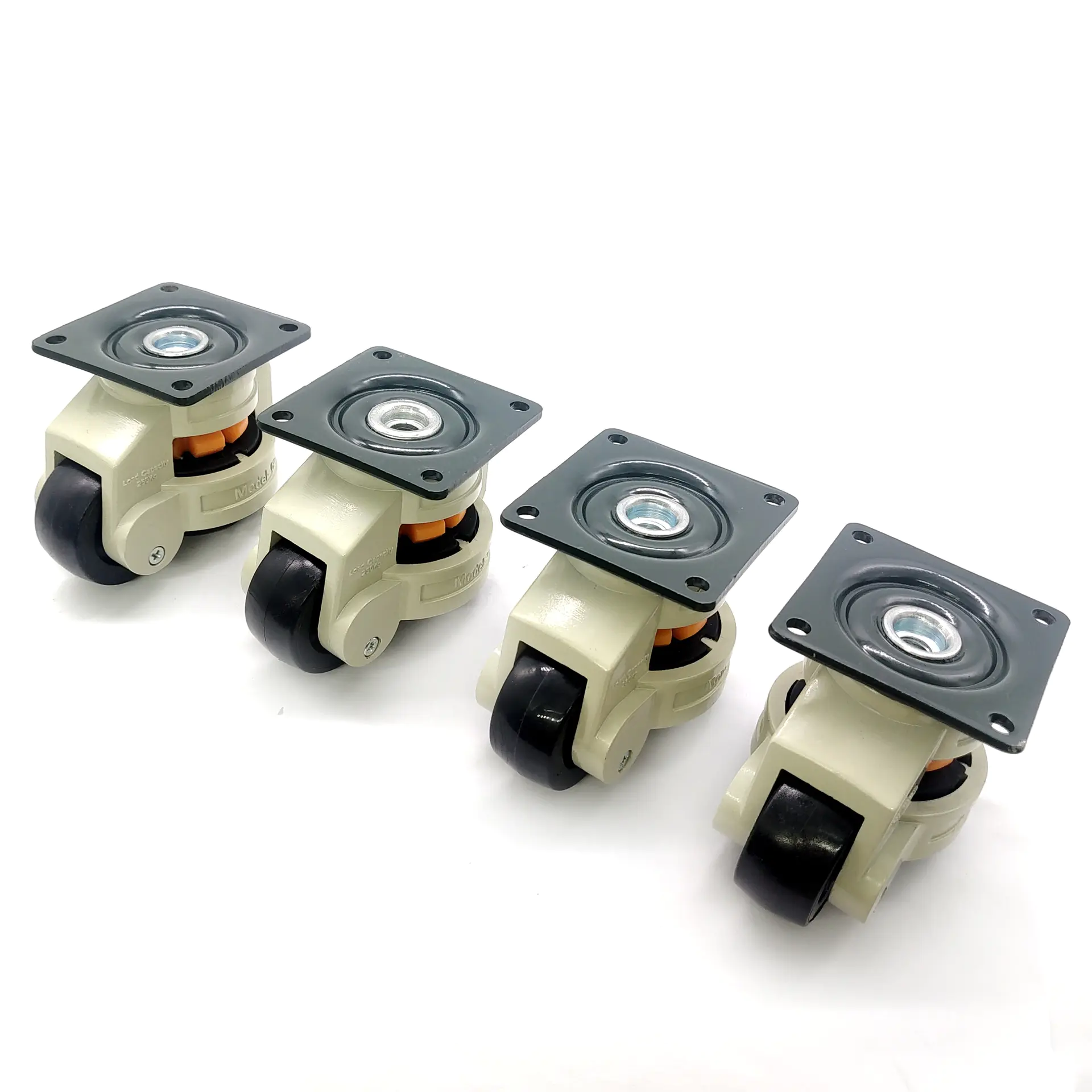 4 Pack GD-60F Korean Style Plate Mounted Nylon Wheels Heavy Duty Retractable Machine Leveling Casters