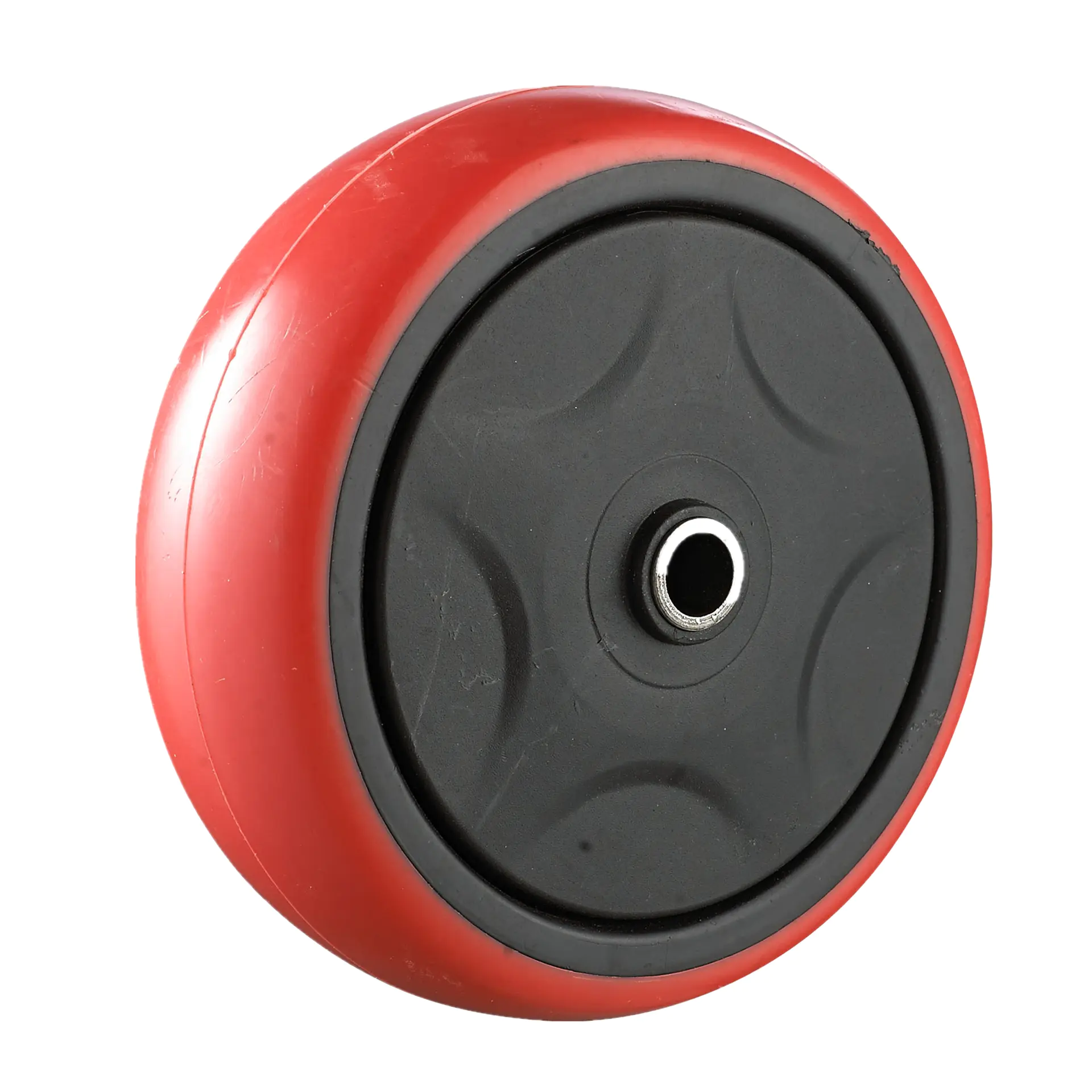 Economic Industrial European Mounting Size 100mm 4 Inch Fixed Rigid Polyurethane Red PU Caster
