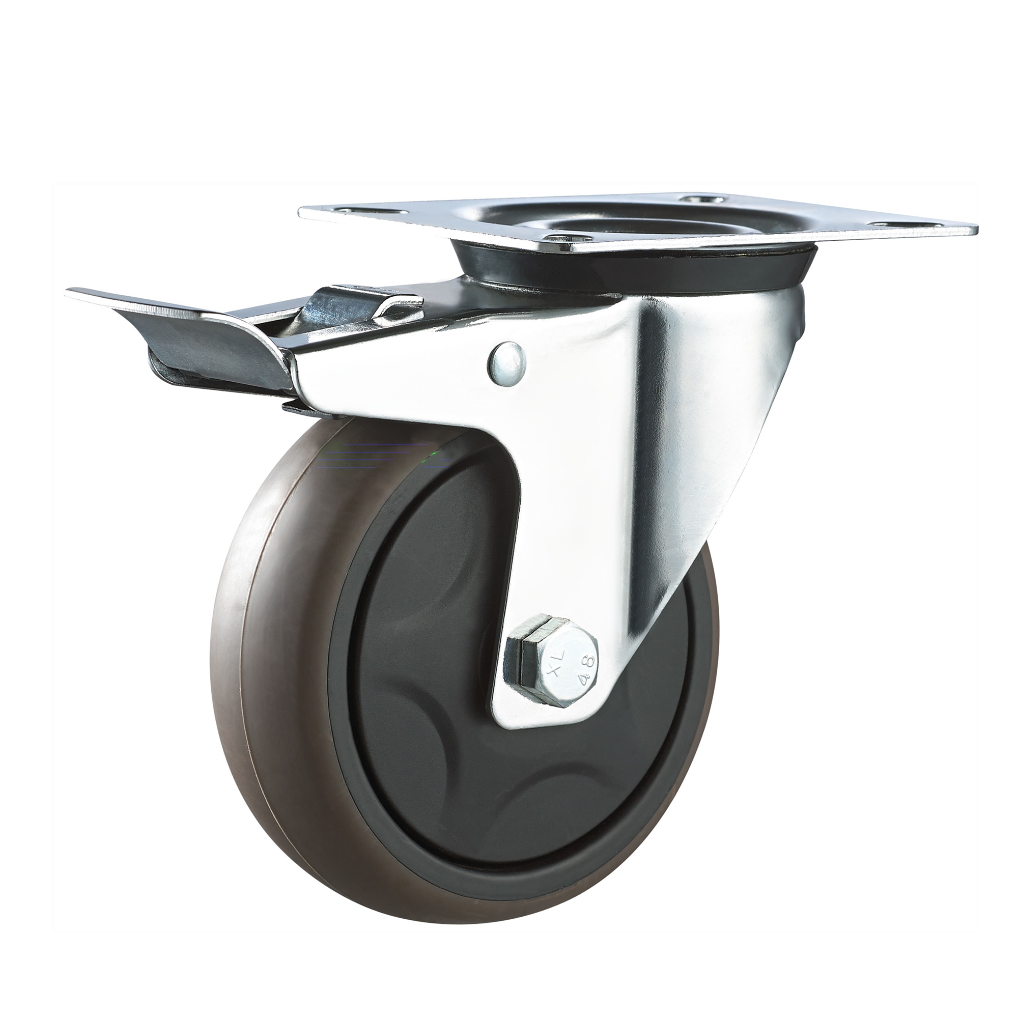 Competitive Price Industrial Trolley 100 mm 4 Inch Non Marking Total Brake TPR Swivel Plate Caster Wheel