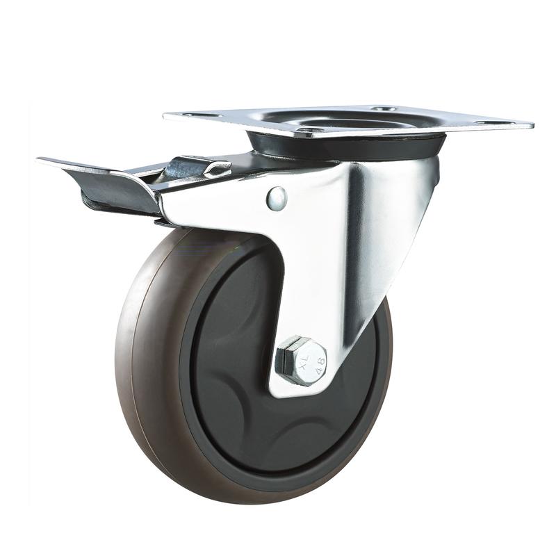 Competitive Price Industrial Trolley 100 mm 4 Inch Non Marking Total Brake TPR Swivel Plate Caster Wheel