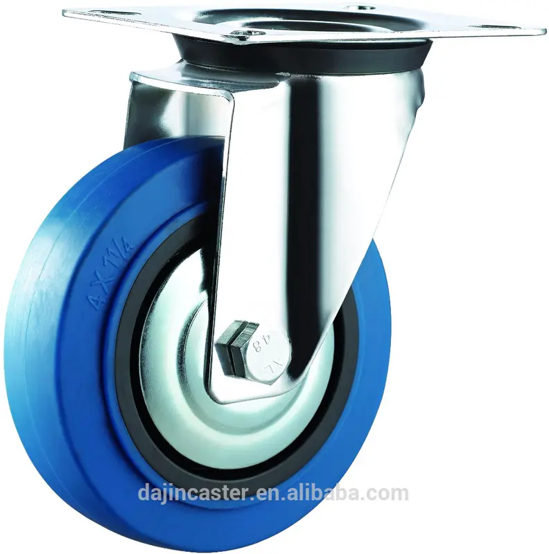 125mm 5 inch Top Plated Elastic Rubber Industrial Caster