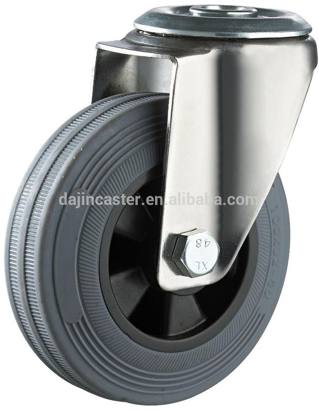 Bolt hole grey artificial rubber industrial caster wheel