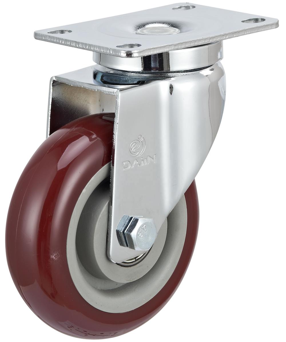 Retractable Swivel Red Polyurethane PU Casters