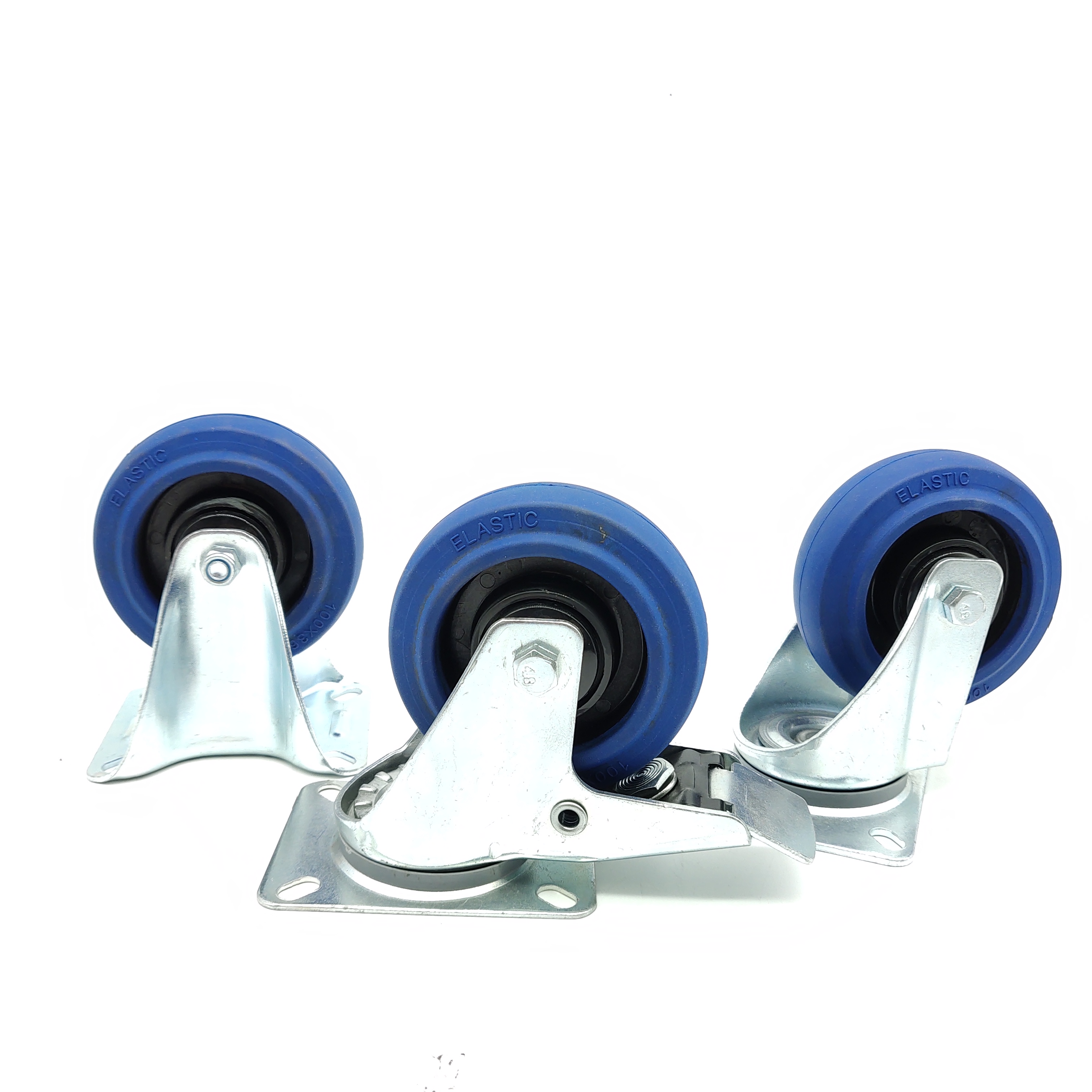 4" 5" 6" 8" blue elastic rubber swivel wheel
