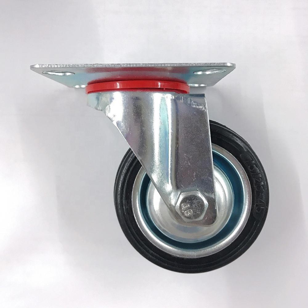 Industrial black rubber casters for Russian market with steel core,swivel caster wheel, industrial caster