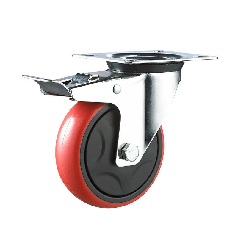 Galvanized 3 4 5 6 8 Inch Brake Industrial Trolley PU Caster Wheels