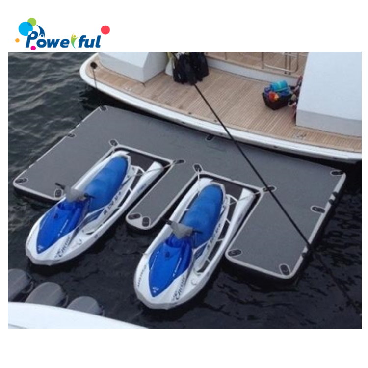 Commercial inflatable floating platform for yacht, sea jet ski dock