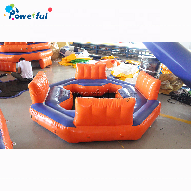 Popular ocean boat island PVC inflatable floating island lake lounger