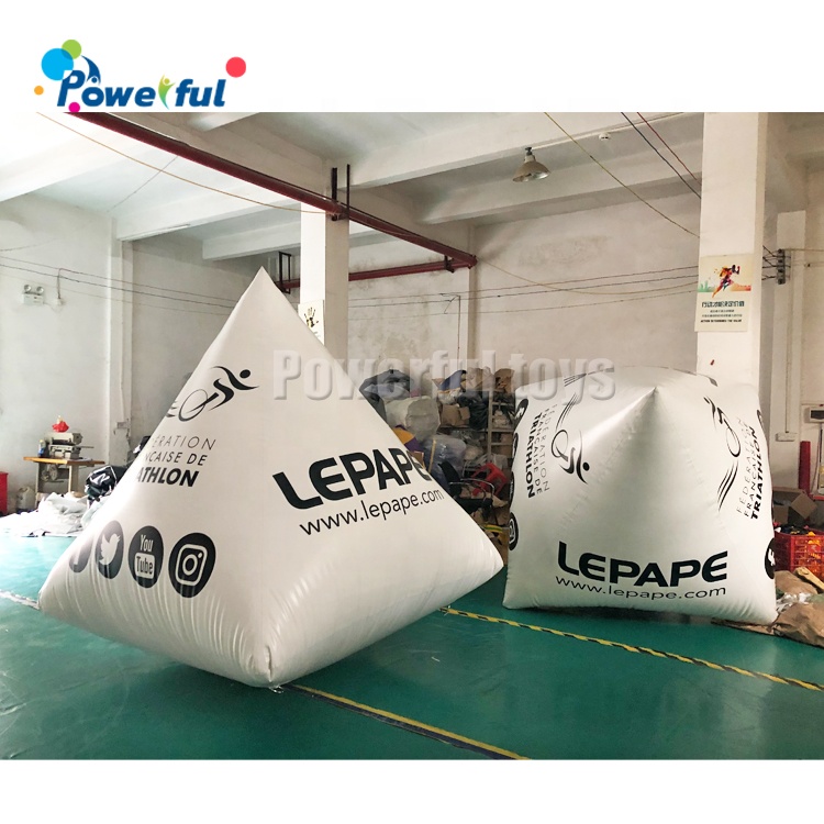 Water Games Inflatable Water Buoy White PVC Floating Pyramid Buoy