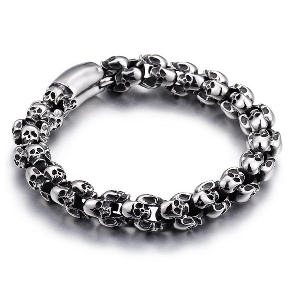 product-BEYALY-Wholesale men fashion skull engraved silver beads bracelets-img-2