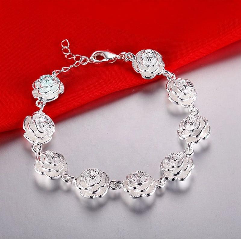 product-BEYALY-Beauty Rose Flower Bracelet Wedding Souvenirs Silver Jewelry-img-2
