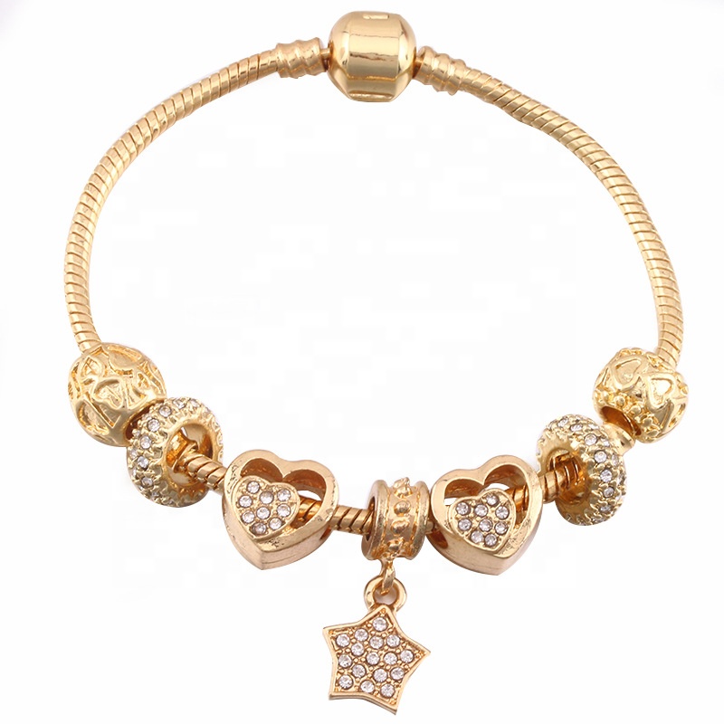 Simple Star Charms Beads Chain Bangles Gold Plated Jewellery