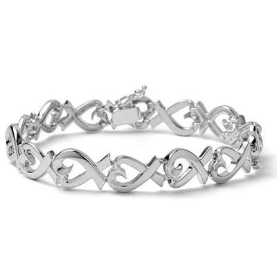 Heart Pendant Special Ring Chain Design 925 Silver Bracelet