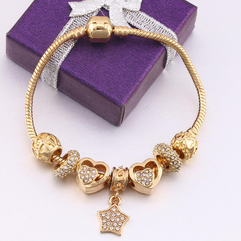 product-BEYALY-Simple Star Charms Beads Chain Bangles Gold Plated Jewellery-img-2