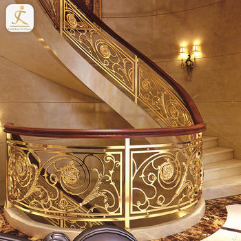 Online wholesale price indoor decorative luxury stainless steel stair handrail custom design laser cut steel handrail