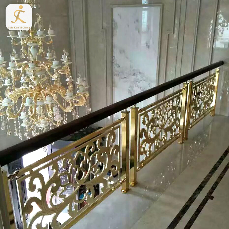 polished finish stainless steel gold balustrade deck balcony stainless steel metal stair balustrade and handrail railing post