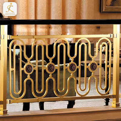 Gold plated stair railings ss decorative balusters modern metal railing for villa stainless steel decorative handrail