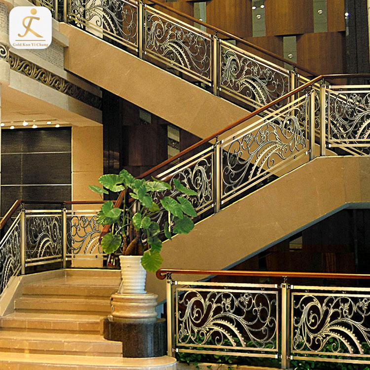 304 steel metal hotel inn lobby staircase balustrade railings curved fancy stairway handrail stair stainless steel balusters