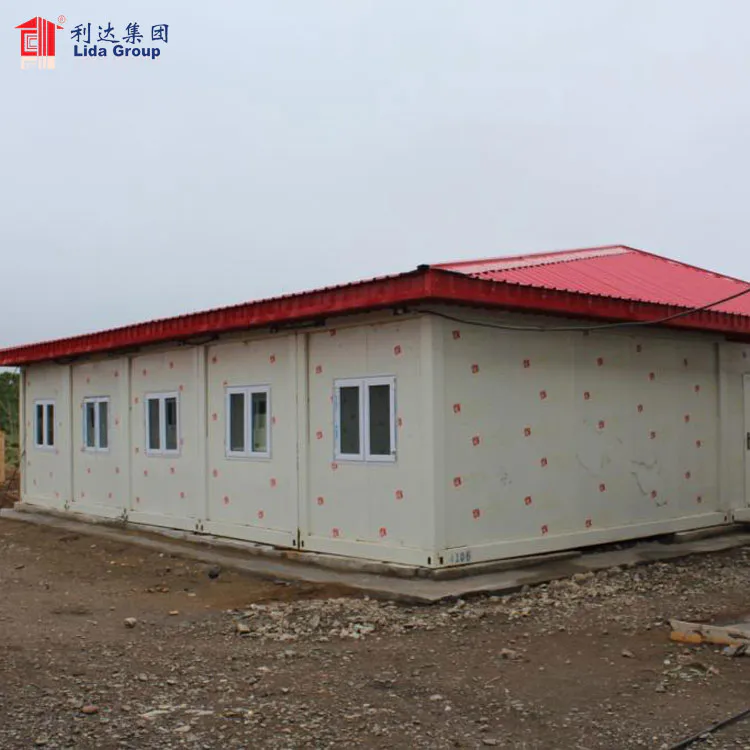 Lida Group storage containers turned into homes factory used as kitchen, shower room