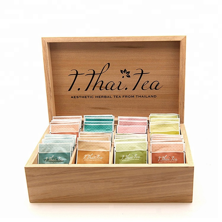 Best price natural MDF black wood tea box with 8 compartments