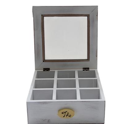 Wholesale white wooden tea set storage boxes with glass top