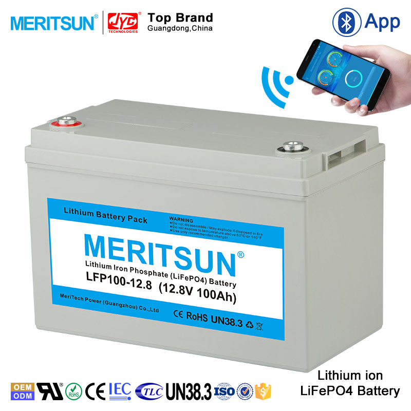 Lipo Battery 12v 100ah Lifepo4 Battery Free MERITSUN APP Control