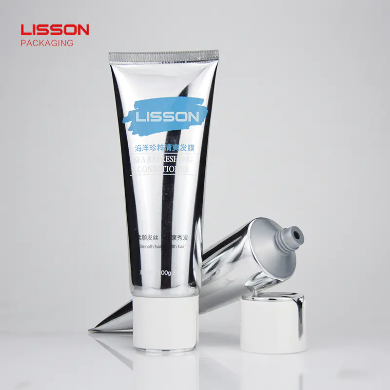 high gloss recycle empty health hair conditioner tube packaging containers with silver cap