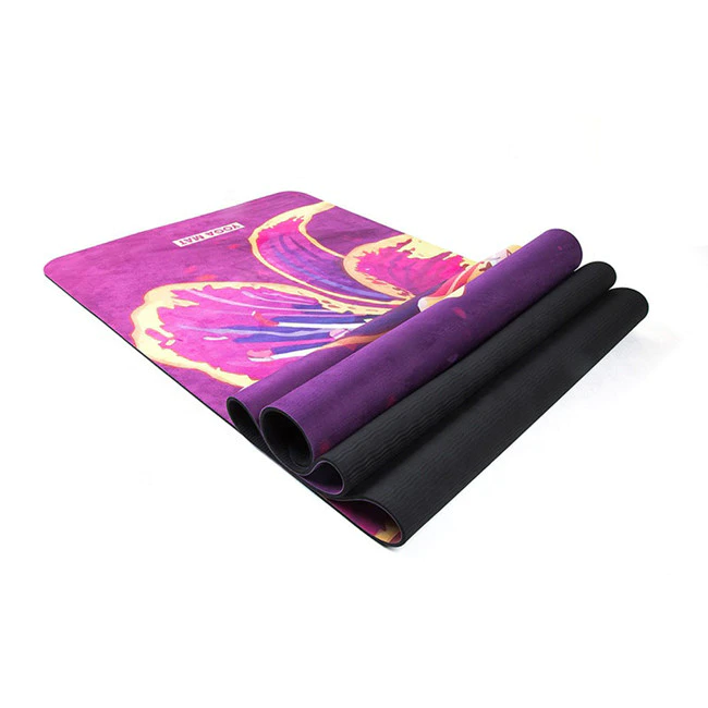 Custom foldable non slip suede rubber yoga mat eco friendly