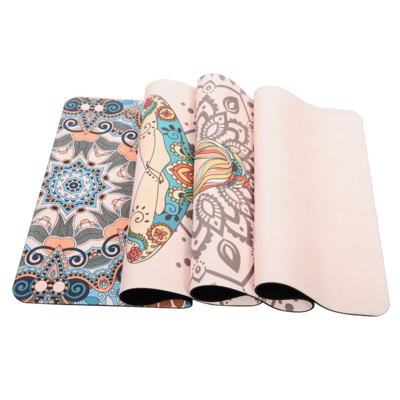 Tigerwings high quality anti slip folding suede rubber yoga mat with custom print