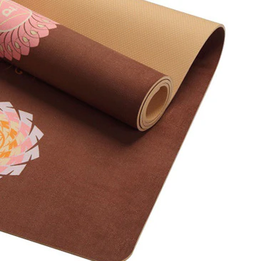 Natural Rubber Suede Yoga Mat non-slip with Body Alignment Lines Durable Rubber